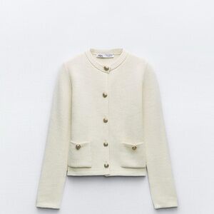 Zara cardigan white gold buttons new size L